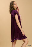 Vannetta Velvet Ruffle Sleeve Lined Dress - Reg Only!