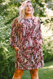 Plus Size Printed Round Neck Long Sleeve Mini Dress - ONLINE EXCLUSIVE!