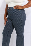 Cassidy High Waisted Tummy Control Striped Straight Judy Blue Jeans - ONLINE EXCLUSIVE!
