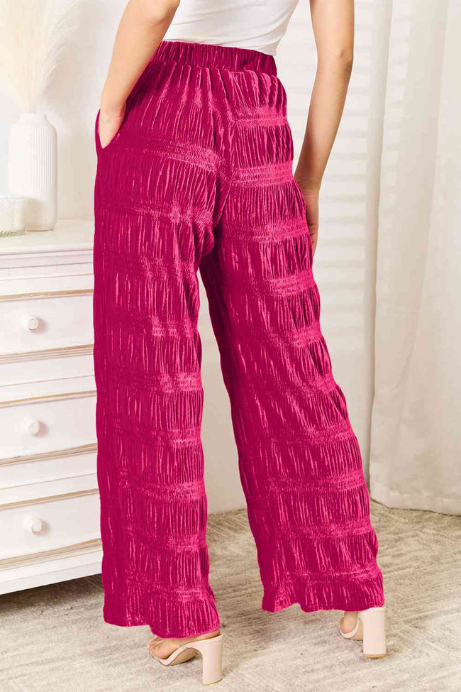 Paula High Waist Tiered Shirring Velvet Wide Leg Pants - ONLINE EXCLUSIVE!