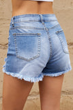 Raw Hem Distressed Denim Shorts with Pockets - ONLINE EXCLUSIVE!