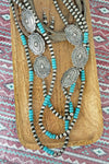 Concho Mountain Turquoise & Silver Pearl Necklace & Earring Set