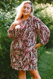 Plus Size Printed Round Neck Long Sleeve Mini Dress - ONLINE EXCLUSIVE!
