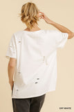7105   Tracy Distressed Round Neck Tshirt - Reg & Plus! & More Colors