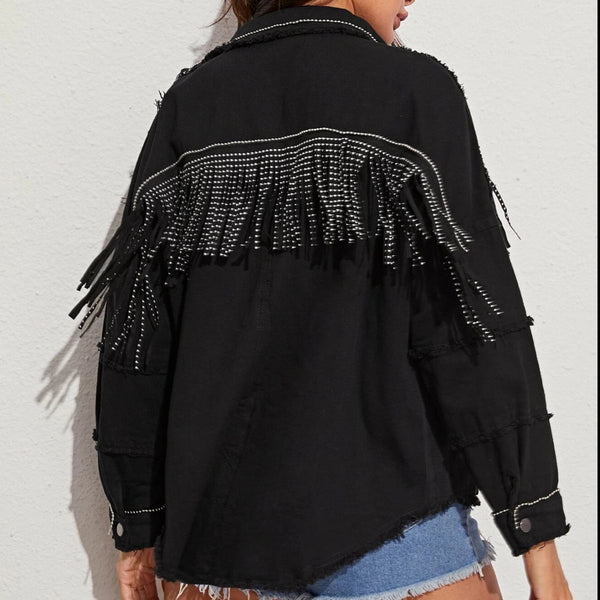 Jeni Fringe Detail Denim Jacket - ONLINE EXCLUSIVE!