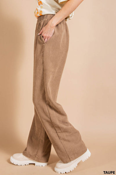 7832   Jessica Soft Corduroy Wide Leg Elastic Waist Pants