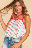 2550A Camiseta sin mangas con tiras y rayas verticales multicolor Greta - ¡Reg & Plus!