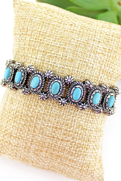 Wingate Turquoise & Silvertone Stretch Bracelet