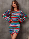 Multicolored Stripe Dropped Shoulder Sweater Dress - ONLINE EXCLUSIVE!