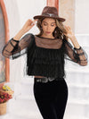 Memphis Round Neck Layered Long Sleeve Party Blouse - ONLINE EXCLUSIVE!