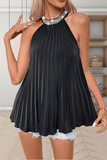 Round Neck Sleeveless Pleated Tank Top - ONLINE EXCLUSIVE!