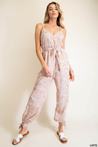 6256 Meaghan Flower Print Ankle Tie Jumpsuit - Reg Only! – True Betty  Boutique