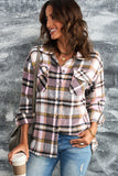 Plaid Button Front Shirt Jacket with Breast Pockets - ONLINE EXCLUSIVE!