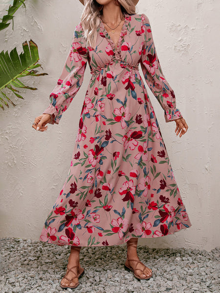 Felicity Printed Long Sleeve Slit Midi Dress - ONLINE EXCLUSIVE!