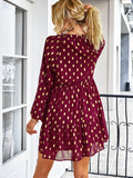 Dotted Tie-Neck Frill Trim Tiered Dress - ONLINE EXCLUSIVE!