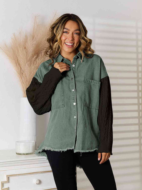 Audrey Raw Hem Contrast Button Up Jacket - ONLINE EXCLUSIVE!