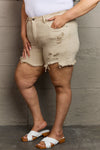 Katie High Waisted Distressed Shorts in Sand by RISEN Jeans - ONLINE EXCLUSIVE!