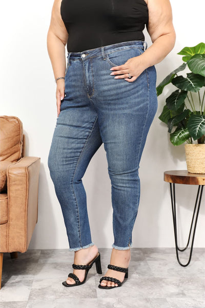 Parker Tummy Control Side Slit & Fray Hem Skinny Judy Blue Jeans - ONLINE EXCLUSIVE!