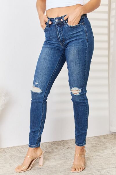 Keisha Hi Rise Distressed Slim Judy Blue Jeans - ONLINE EXCLUSIVE!