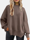 Round Neck Drop Shoulder Slit Sweater - ONLINE EXCLUSIVE!