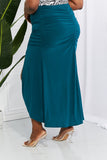 Angela Up and Up Ruched Slit Maxi Skirt in Teal - Reg & Plus! ONLINE EXCLUSIVE!