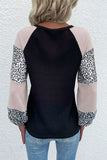 Contrast Leopard Print Waffle Knit Tee - ONLINE EXCLUSIVE!