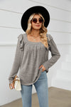 Shayla Square Neck Ruffle Shoulder Long Sleeve Top - ONLINE EXCLUSIVE!