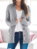 Cassandra Cable-Knit Buttoned Cardigan with Pockets