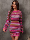 Multicolored Stripe Dropped Shoulder Sweater Dress - ONLINE EXCLUSIVE!