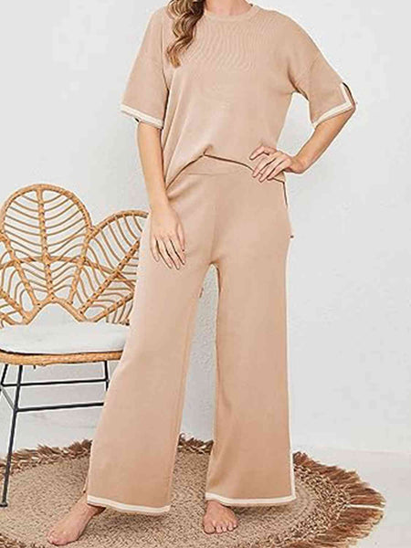 Hailie Contrast High-Low Sweater and Knit Pants Set - ONLINE EXCLUSIVE!