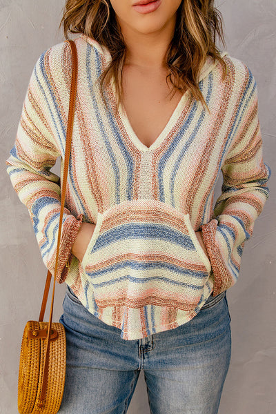 Striped Hooded Sweater with Kangaroo Pocket - ONLINE EXCLUSIVE!