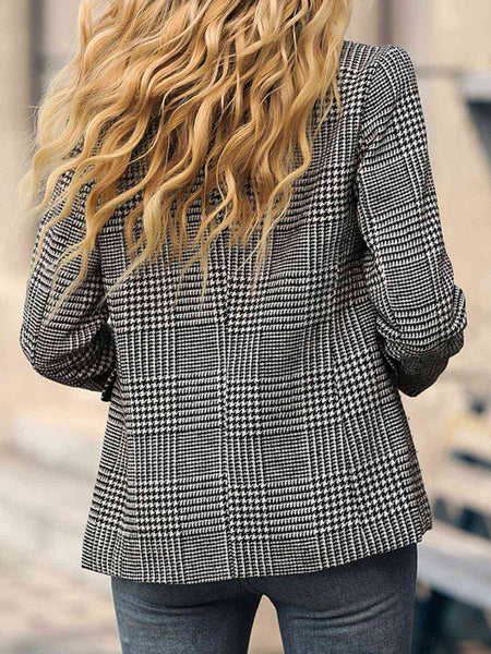 Rachael Houndstooth Buttoned Long Sleeve Blazer - ONLINE EXCLUSIVE!