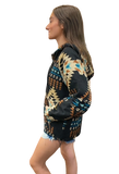 6786   Shiloh Aztec Pullover Hoodie Top