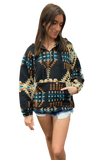 6786   Shiloh Aztec Pullover Hoodie Top