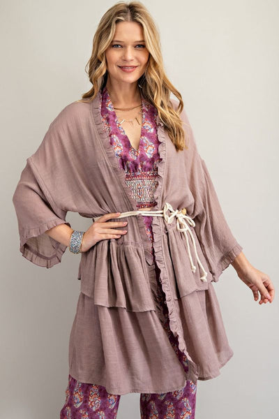 3297   Jerzee 3/4 Sleeve Kimono