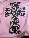 7798 Camiseta gráfica Cruz de leopardo lila 