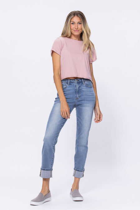 82202   Virgie High Rise Cropped Distressed Judy Blue Jeans