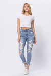 88390   Rianna Hi-Rise Destroyed Shark Bite Skinny Jeans by Judy Blue Jeans