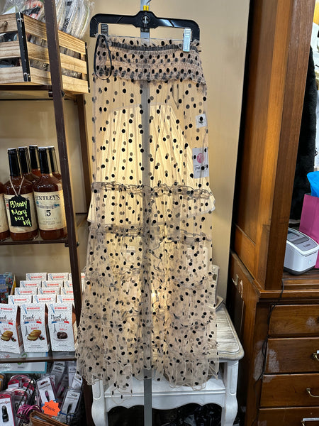 1400 Dot Tulle Ruffle Maxi Skirt