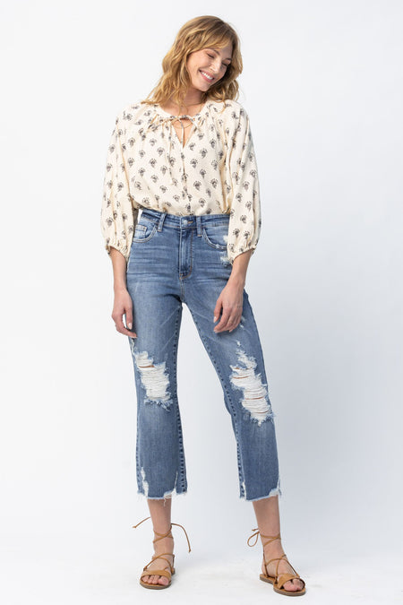 88129   Lani Destroyed Button-fly Judy Blue Jeans