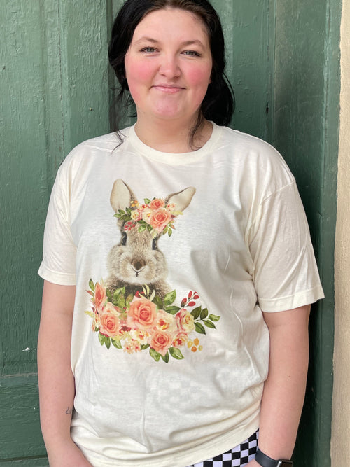 Ellen Vintage Floral Bunny Graphic T-Shirt