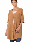 2729   Mikki Woven Dobby Button-Front Cardigan/Tunic Dress
