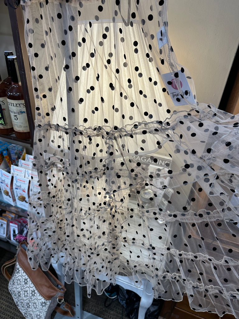 Dotted tulle maxi sales skirt