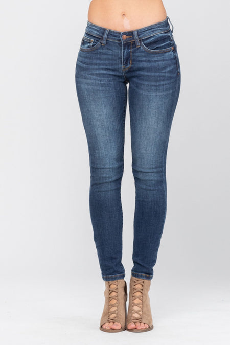82319   Desi Hi-Rise Button-Fly Skinny Judy Blue Jeans