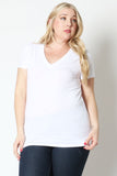 1009   White Cotton V-neck Basic T-Shirt