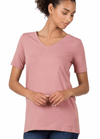 1009   Lt Rose Cotton V-neck Basic T-Shirt