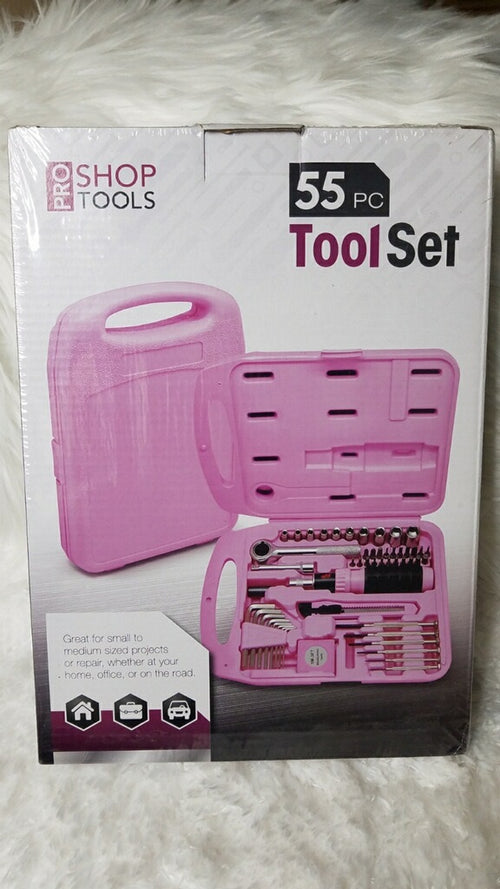 200851 Juego de herramientas rosa de 55 piezas