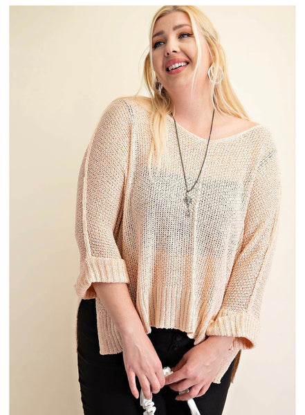 6405 Rebecca suéter ligero con cuello en V -¡Reg &amp; Plus!