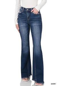 1715   Easley Hi-Rise Panel Flare Jeans by Zenana