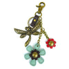 Chala Dragonfly & Flower Mini Keychain Key FOB  602DF1